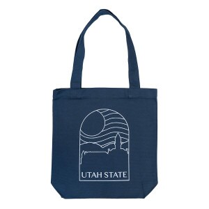 utah state old main outline canvas tote navy